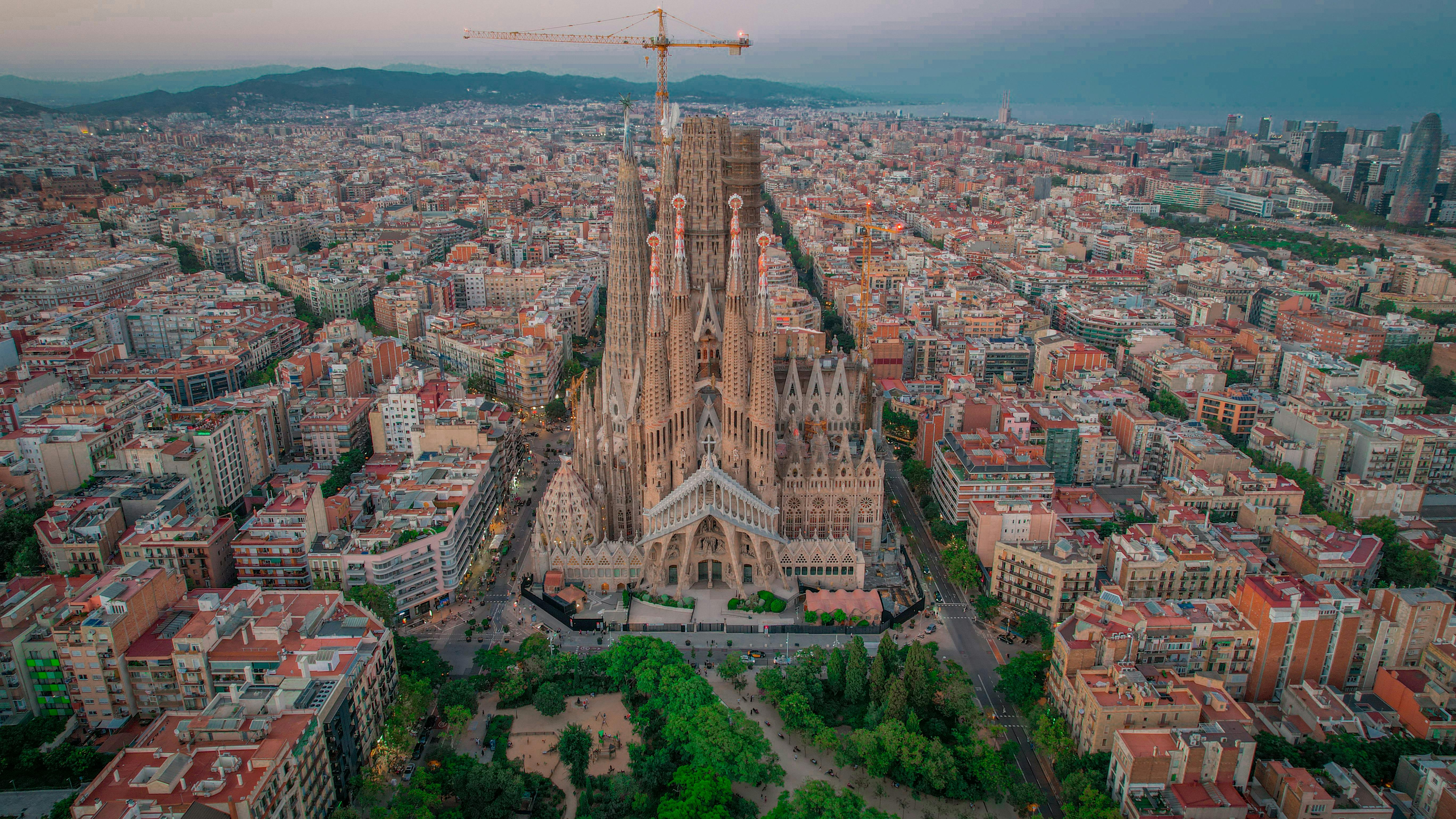 Barcelona aerial view with Sagrada Família